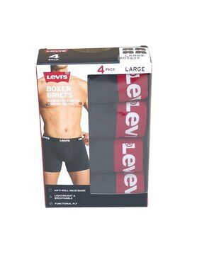 Levis Mens L 4-Pack Boxer Briefs Supportive Stretch Cotton Anti-Roll Waistband